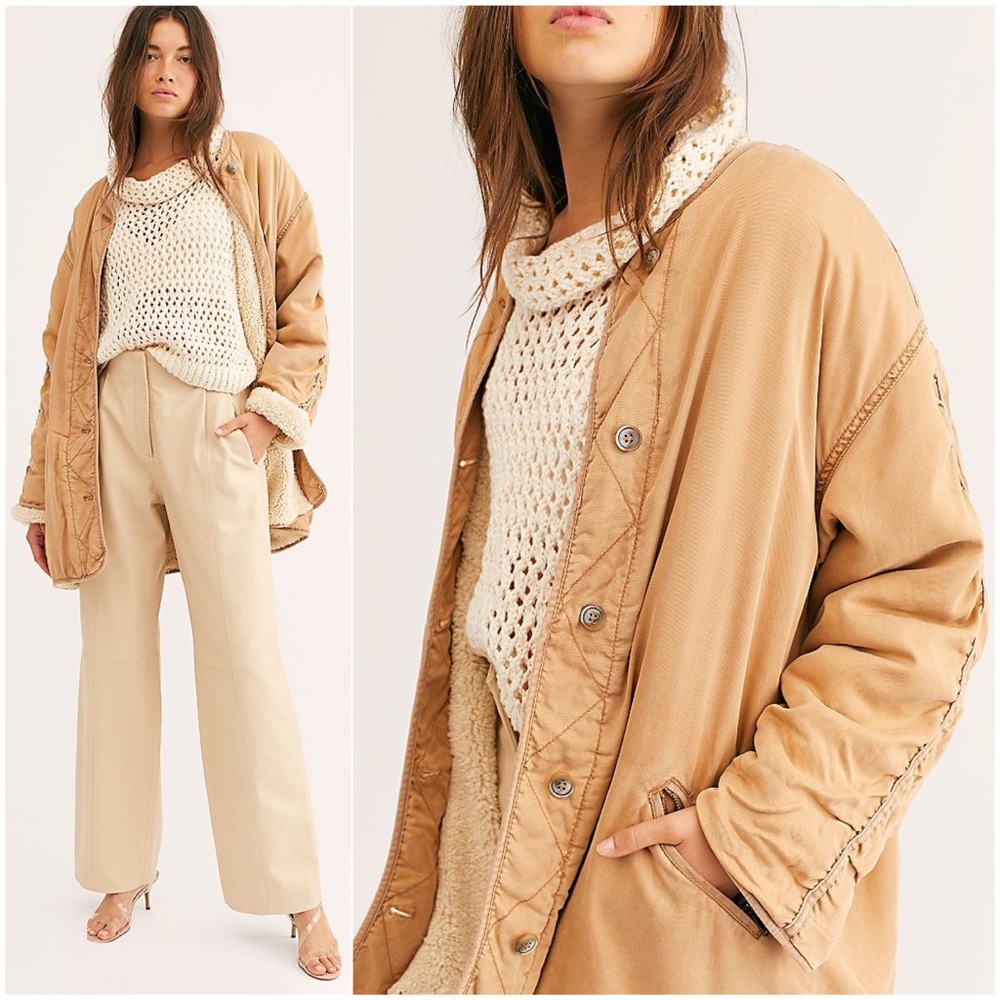FREE PEOPLE Ivy Jacket Reversible Sherpa Coat M - Picture 1 of 8